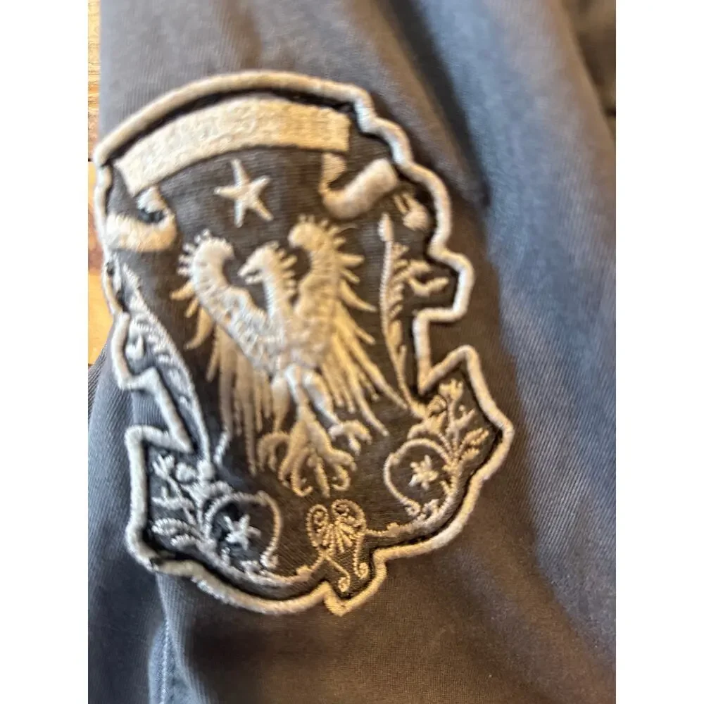 Y2K Rebel Spirit Large Embroidered Eagle Military Jacket Large